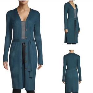 Time and Tru Teal Ribbed Cardigan Dress